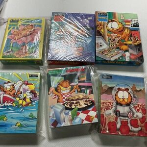 Vintage Garfield 100/200 Piece Puzzle Cartoon Cat Lot Of 6 Unopened NOS